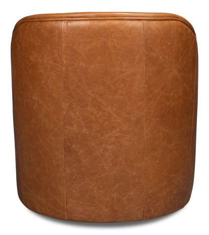 Braxton Leather Swivel Chair- Brown - Chapin Furniture