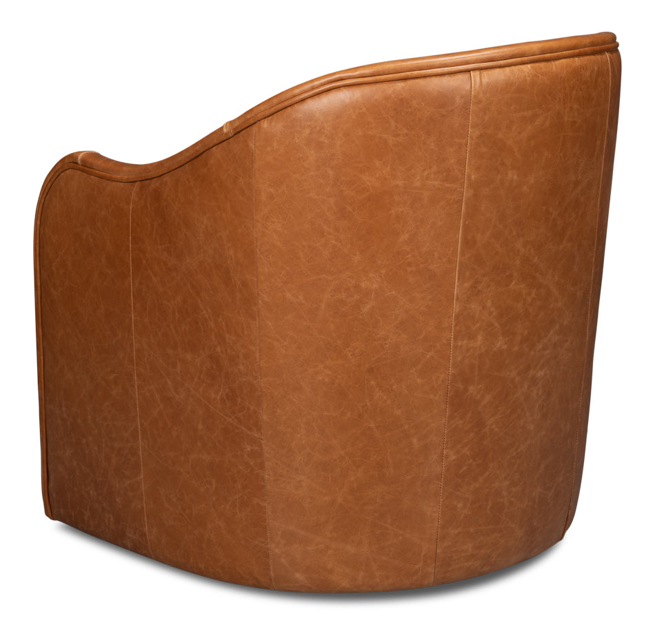Braxton Leather Swivel Chair- Brown - Chapin Furniture
