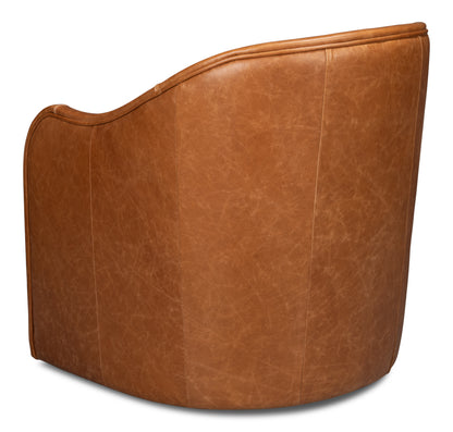 Braxton Leather Swivel Chair- Brown - Chapin Furniture
