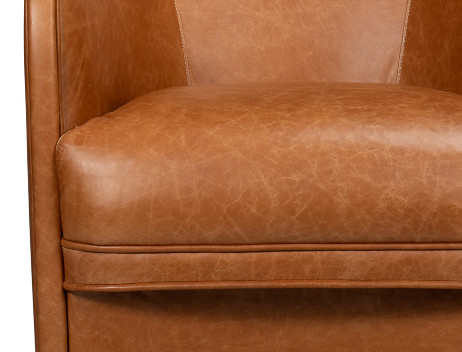 Braxton Leather Swivel Chair- Brown - Chapin Furniture
