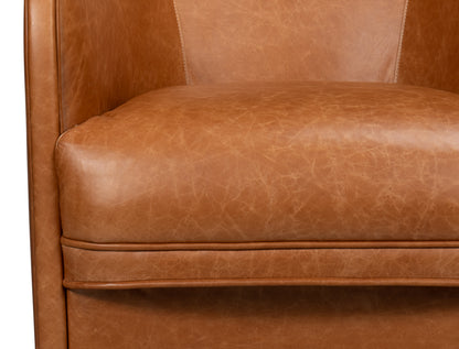Braxton Leather Swivel Chair- Brown - Chapin Furniture
