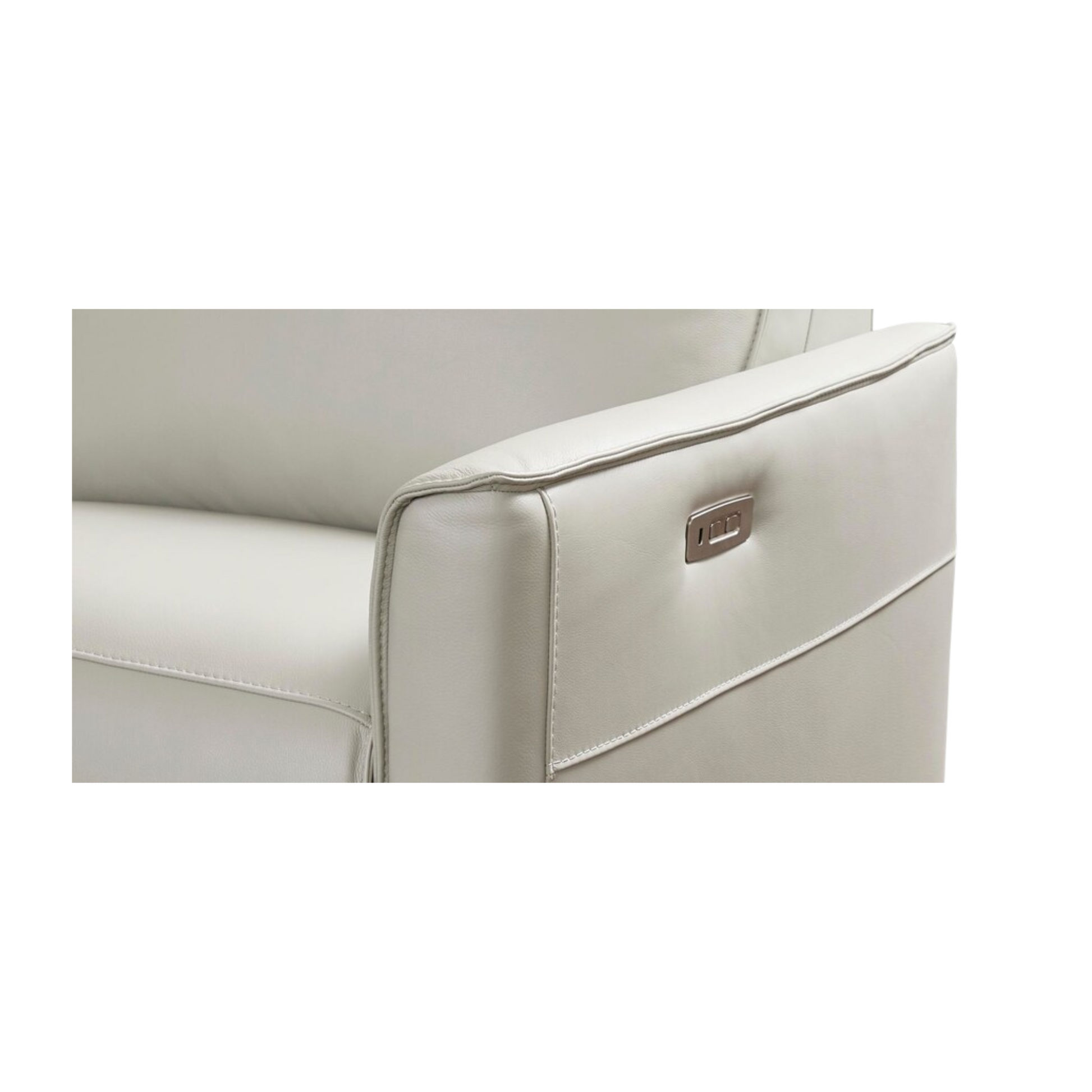 Everett Leather Modular Reclining Sofa - Light Grey - Chapin Furniture