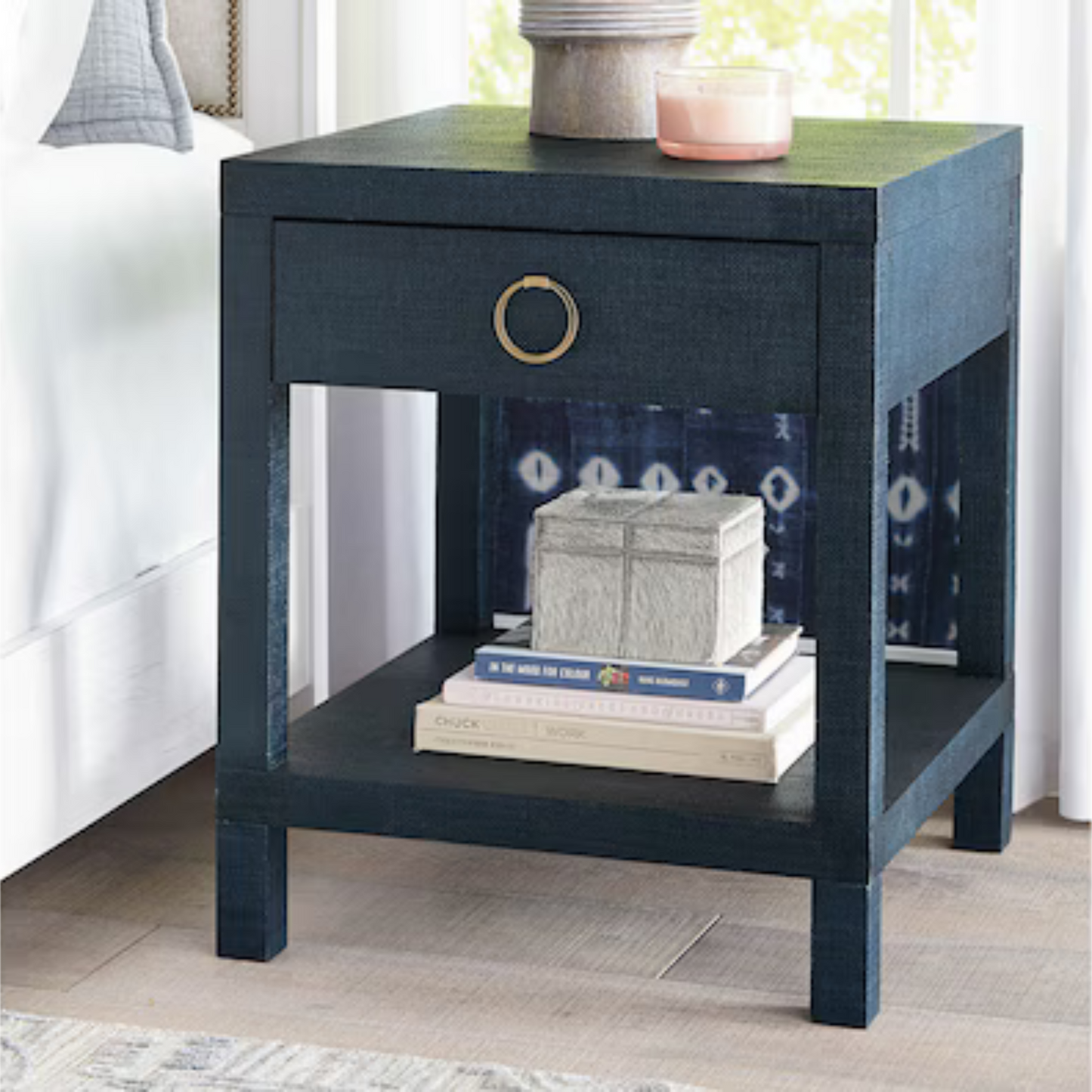 Ventura Raffia End Table - Pacific Blue - Chapin Furniture