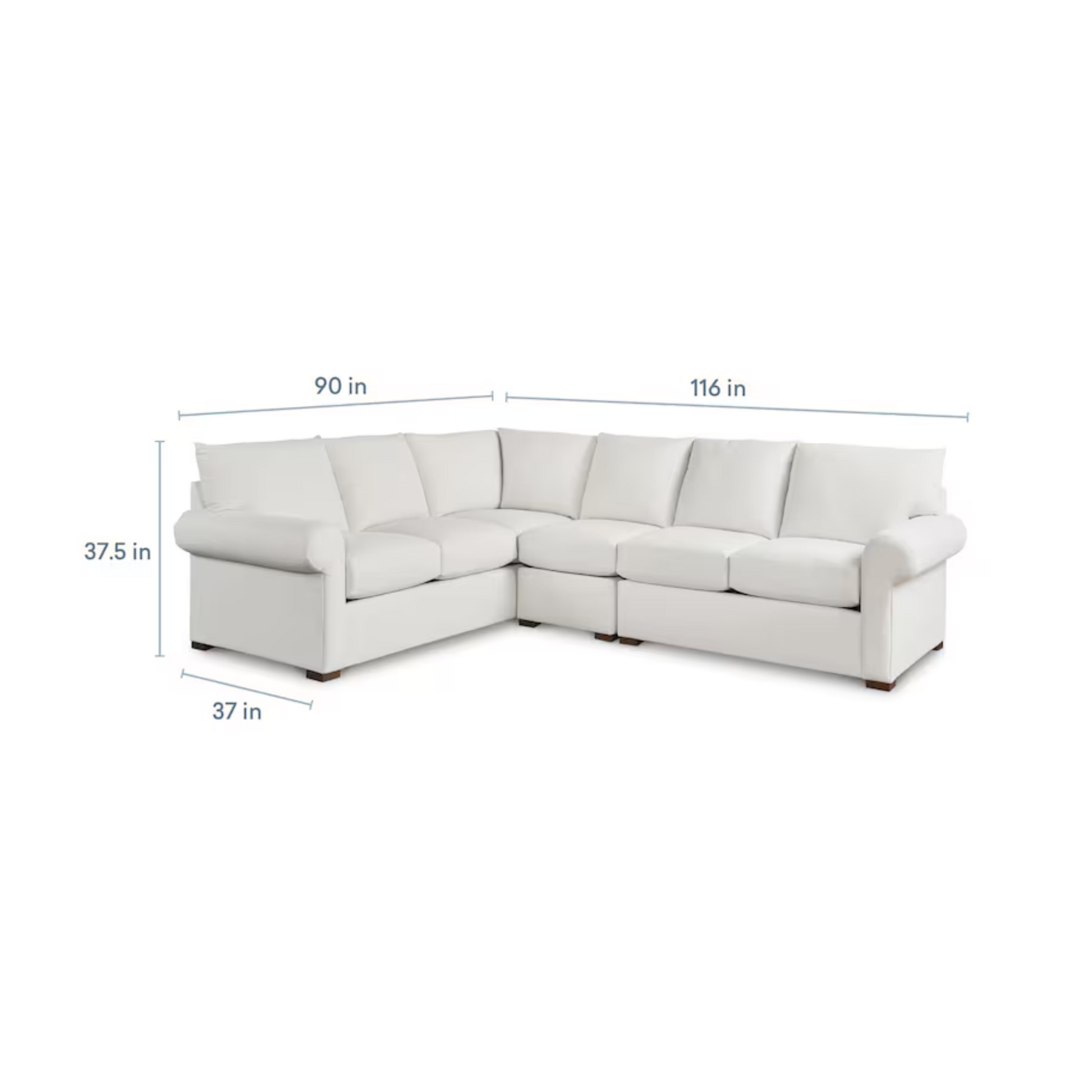 Hanover Roll Arm L-Shaped Sectional - Bellaire Cloud - Chapin Furniture