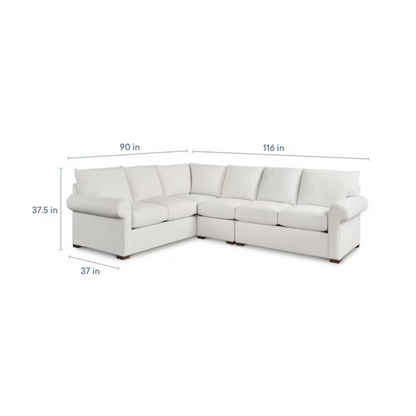 Hanover Roll Arm L-Shaped Sectional - Bellaire Cloud - Chapin Furniture