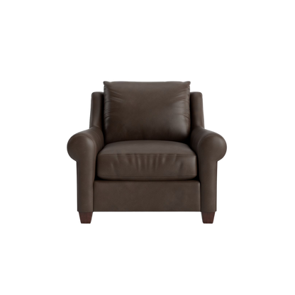 Ellery Leather Roll Arm Chair - Custom - Chapin Furniture