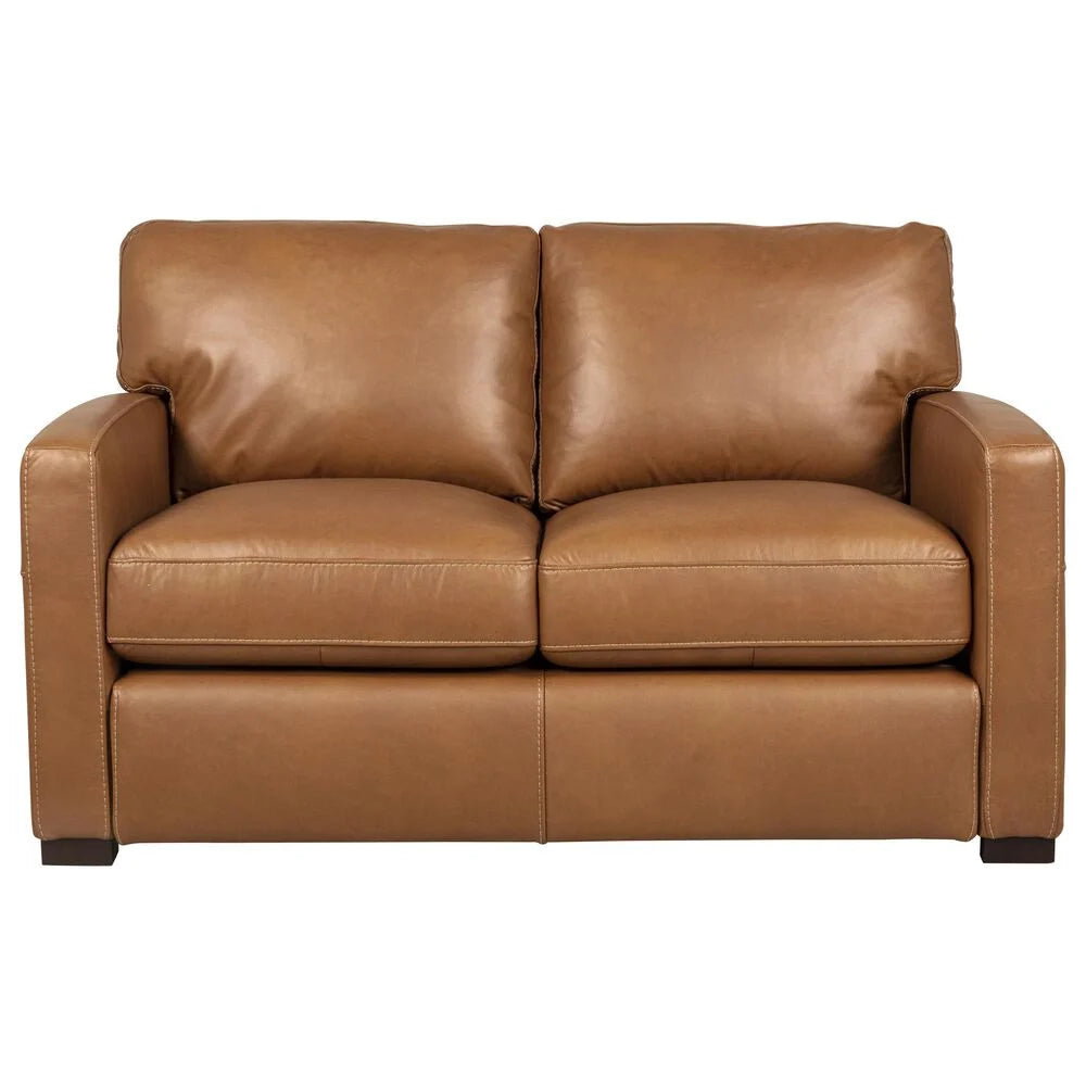Bassett Club Level Wilson Loveseat in Pecan Leather - Chapin Furniture