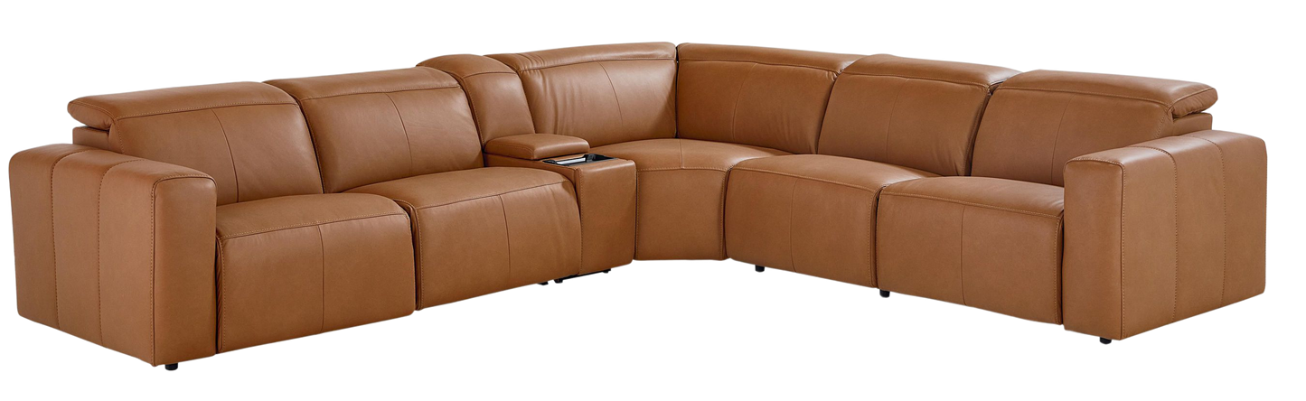 Bassett Club Level Airy Motion Sectional- Antelope Leather - Chapin Furniture