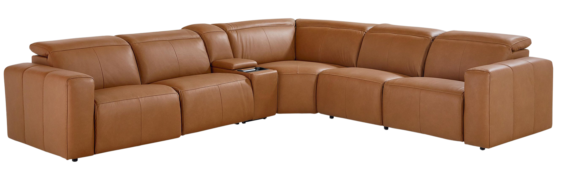 Bassett Club Level Airy Motion Sectional- Antelope Leather - Chapin Furniture