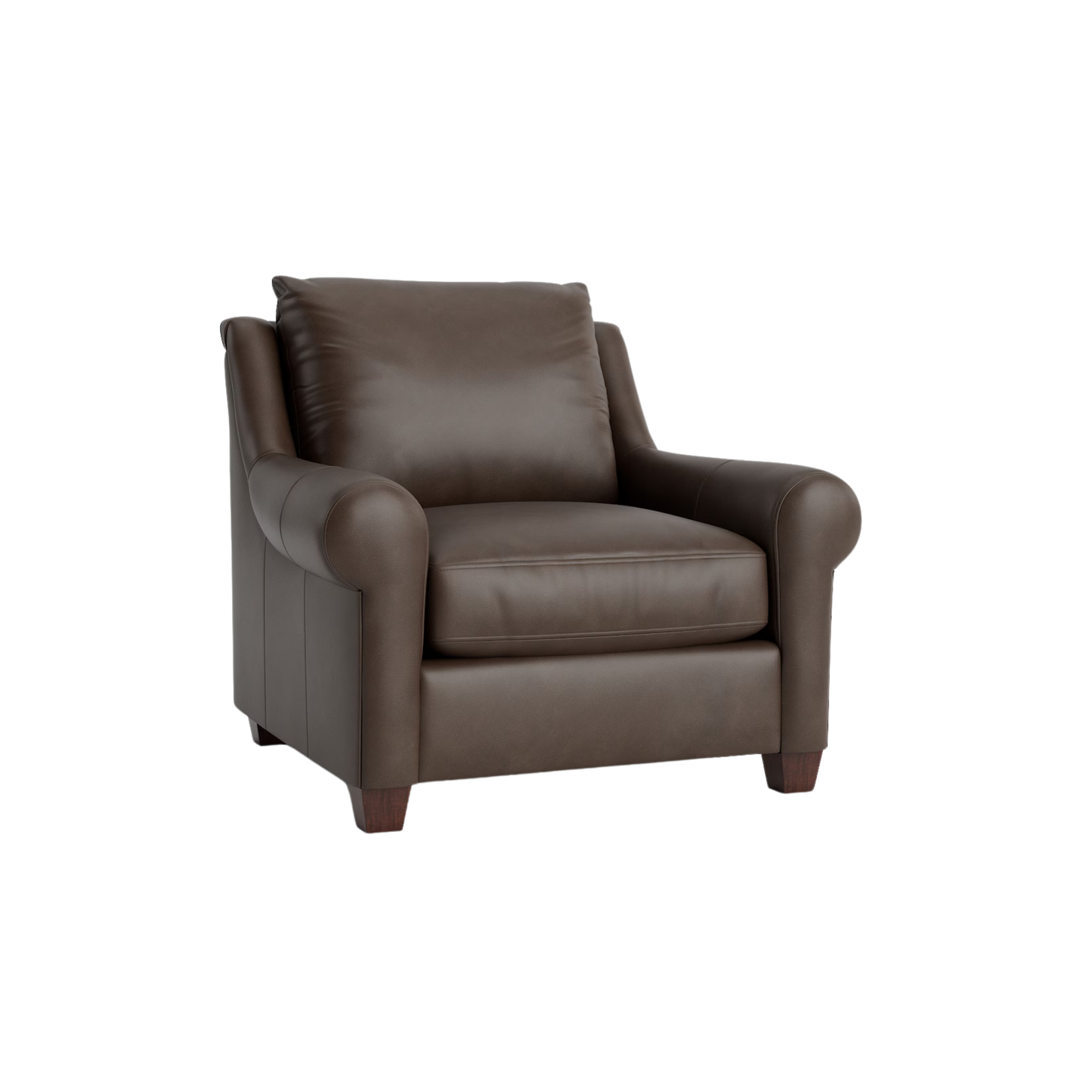Ellery Leather Roll Arm Chair - Custom - Chapin Furniture