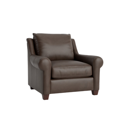 Ellery Leather Roll Arm Chair - Custom - Chapin Furniture