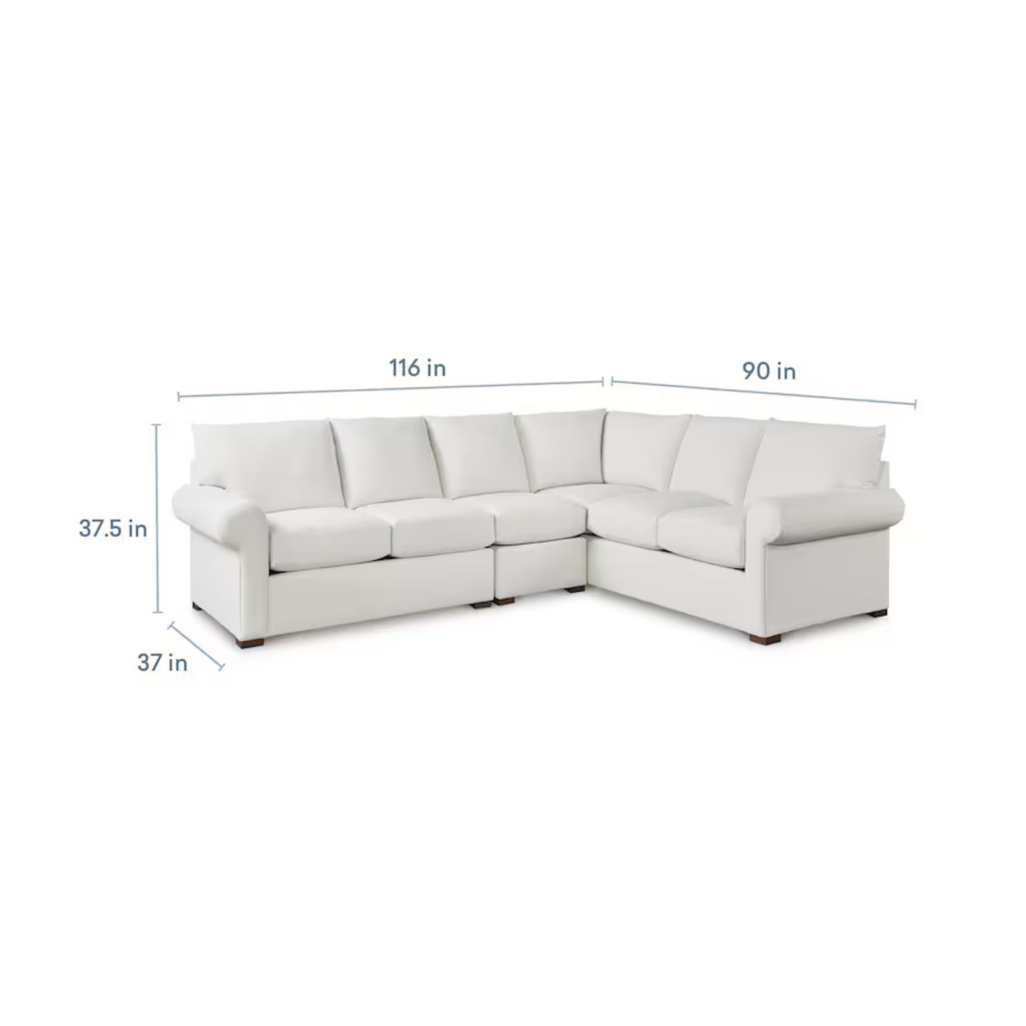 Hanover Roll Arm L-Shaped Sectional - Bellaire Cloud - Chapin Furniture