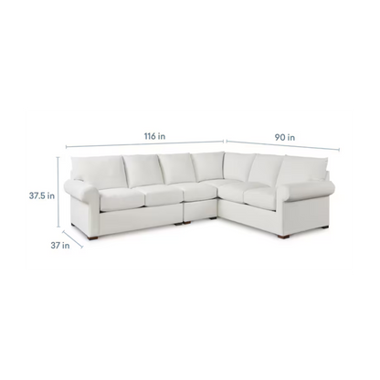 Hanover Roll Arm L-Shaped Sectional - Bellaire Cloud - Chapin Furniture