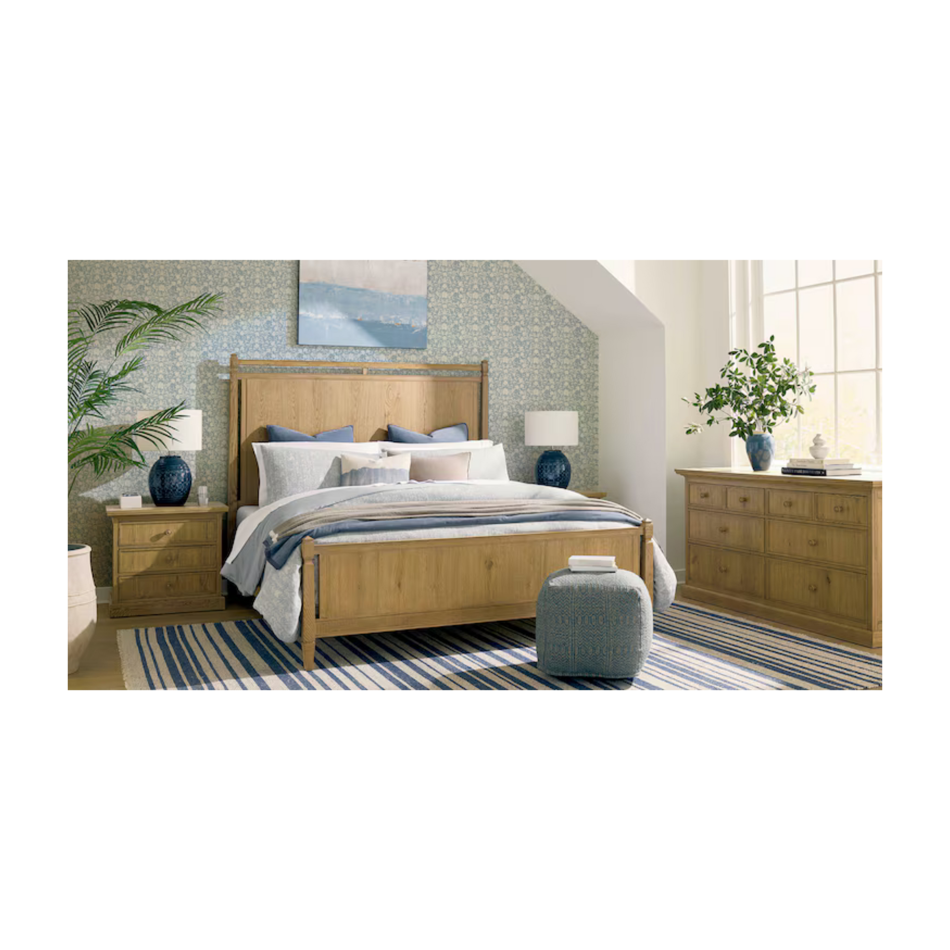 Surry Panel Bed Flaxen Oak - Queen - Chapin Furniture