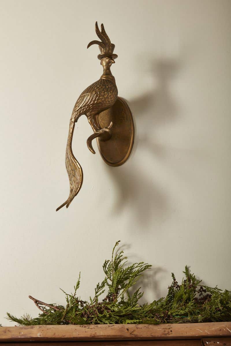 E + E Wall Mount | Emerson the Peacock in Antique Gold - Chapin Furniture