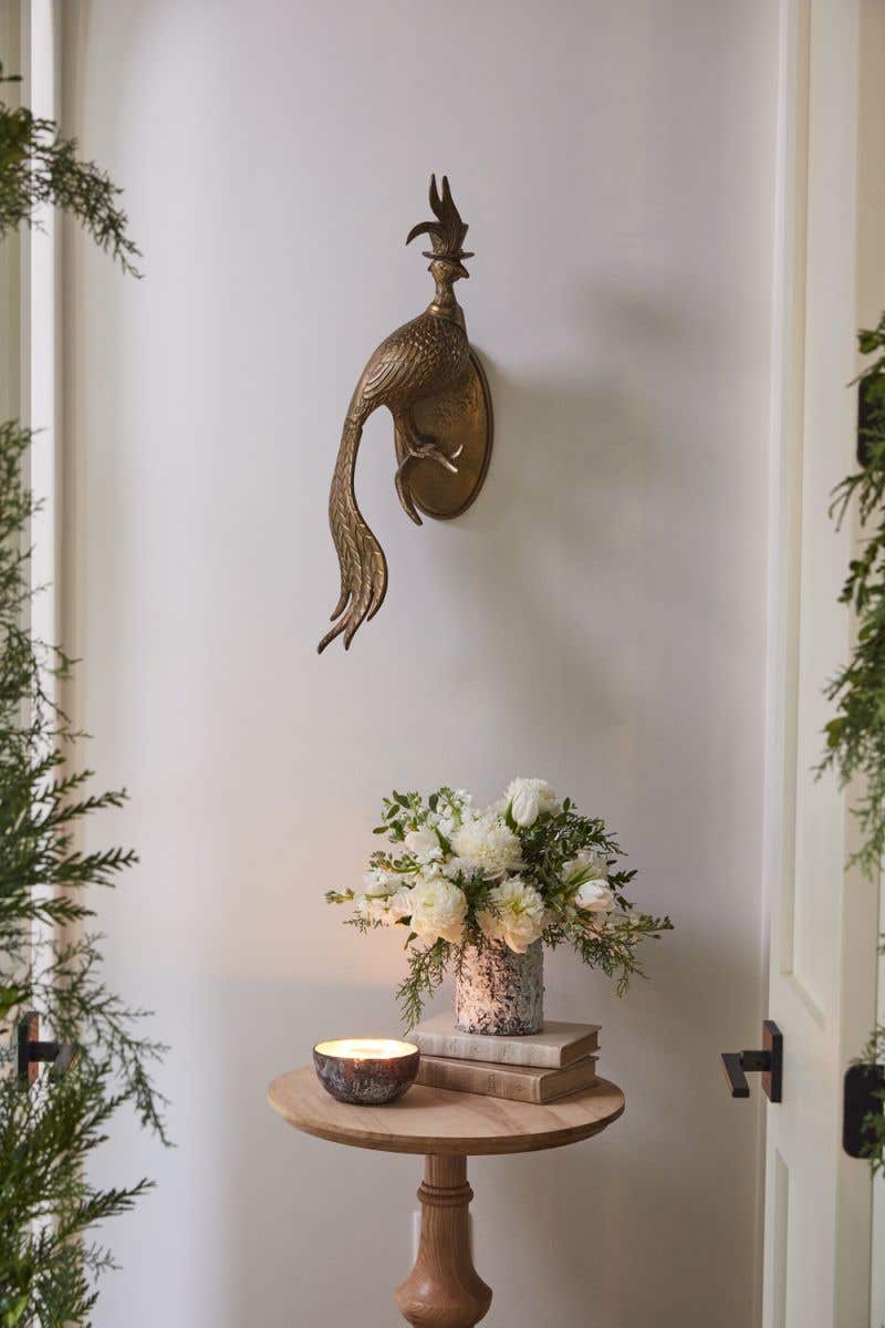 E + E Wall Mount | Emerson the Peacock in Antique Gold - Chapin Furniture