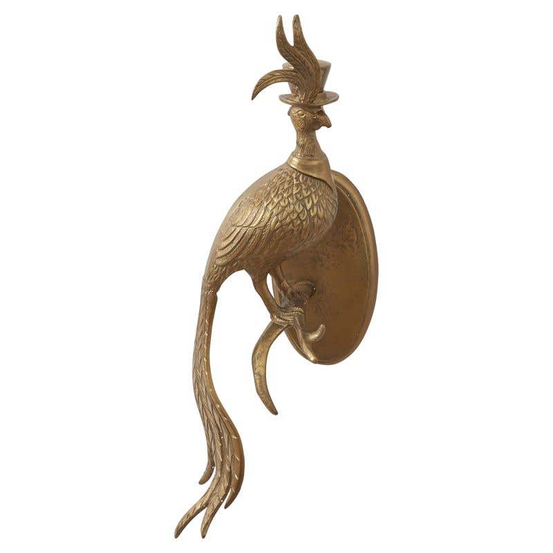 E + E Wall Mount | Emerson the Peacock in Antique Gold - Chapin Furniture