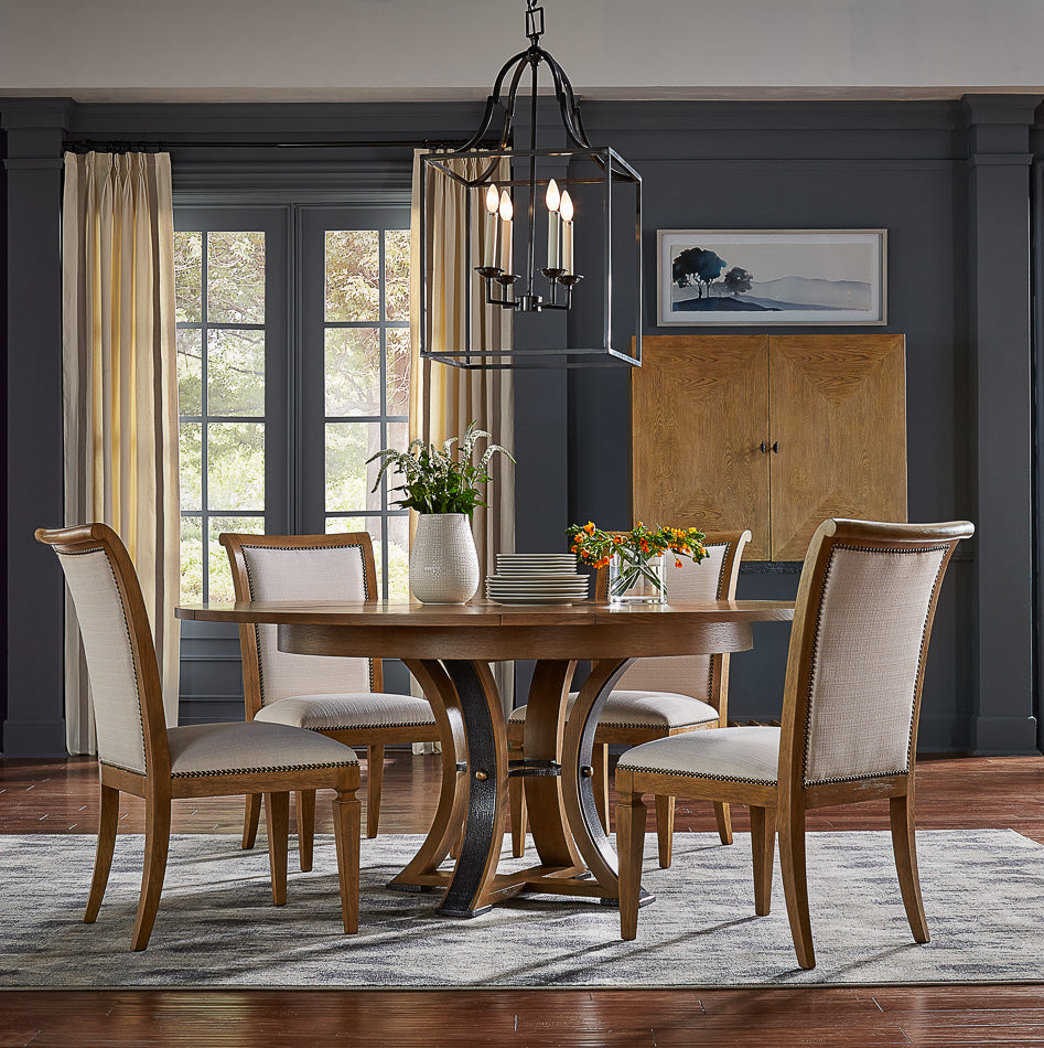 Tower Jupe Medium Dining Table- Heather Gray - Chapin Furniture