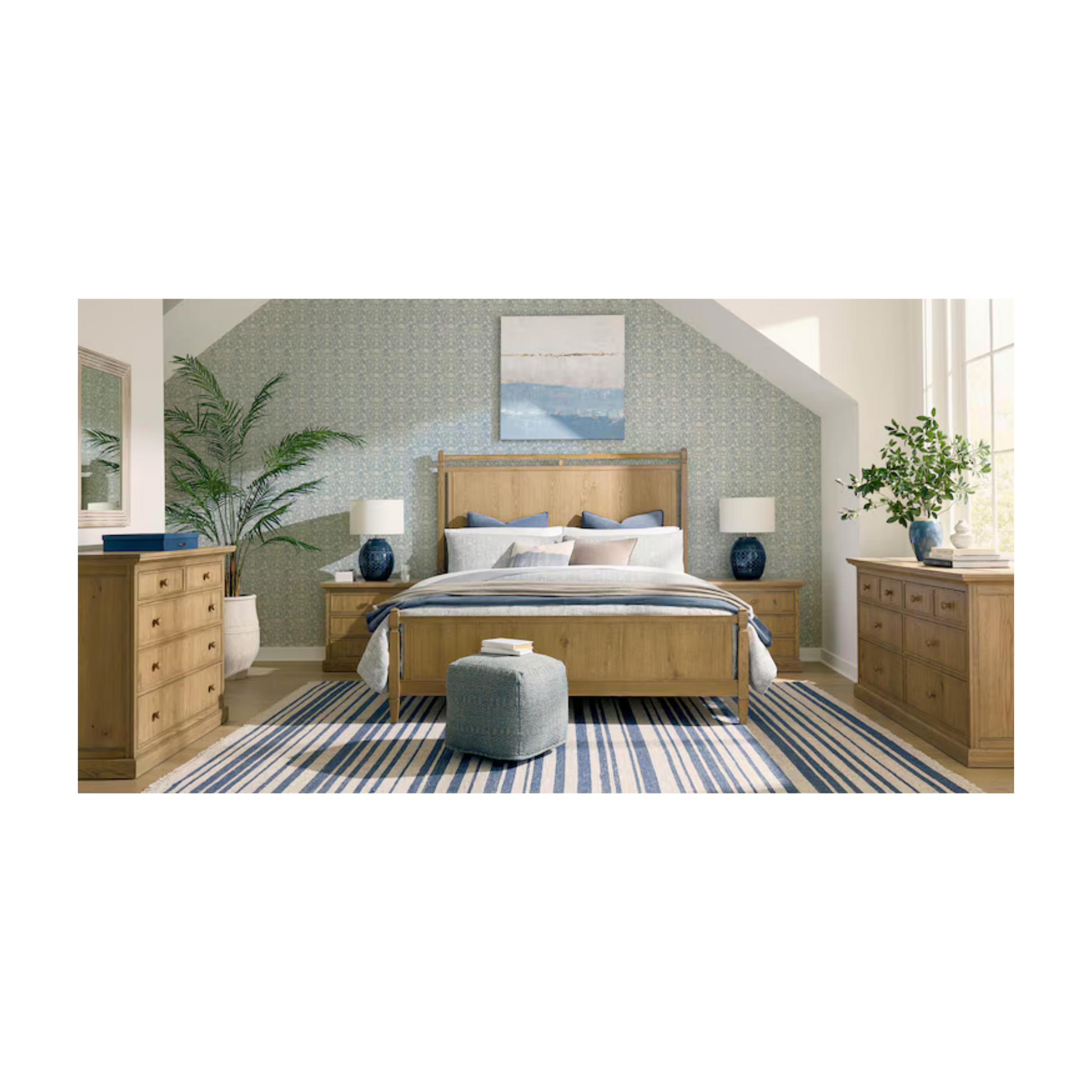 Surry Panel Bed Flaxen Oak - Queen - Chapin Furniture