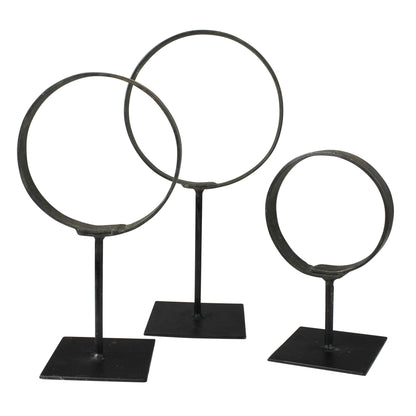 Set of 3 Cerro Rings on Stand - Iron - Chapin Furniture