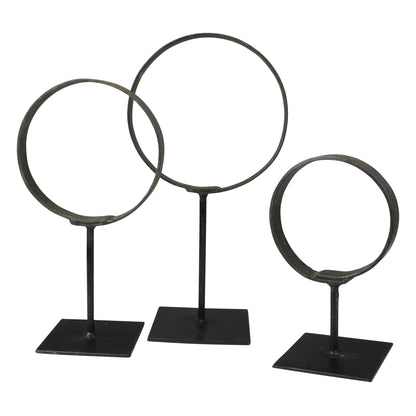 Set of 3 Cerro Rings on Stand - Iron - Chapin Furniture