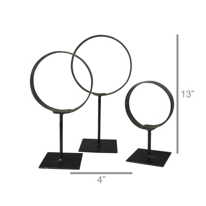 Set of 3 Cerro Rings on Stand - Iron - Chapin Furniture