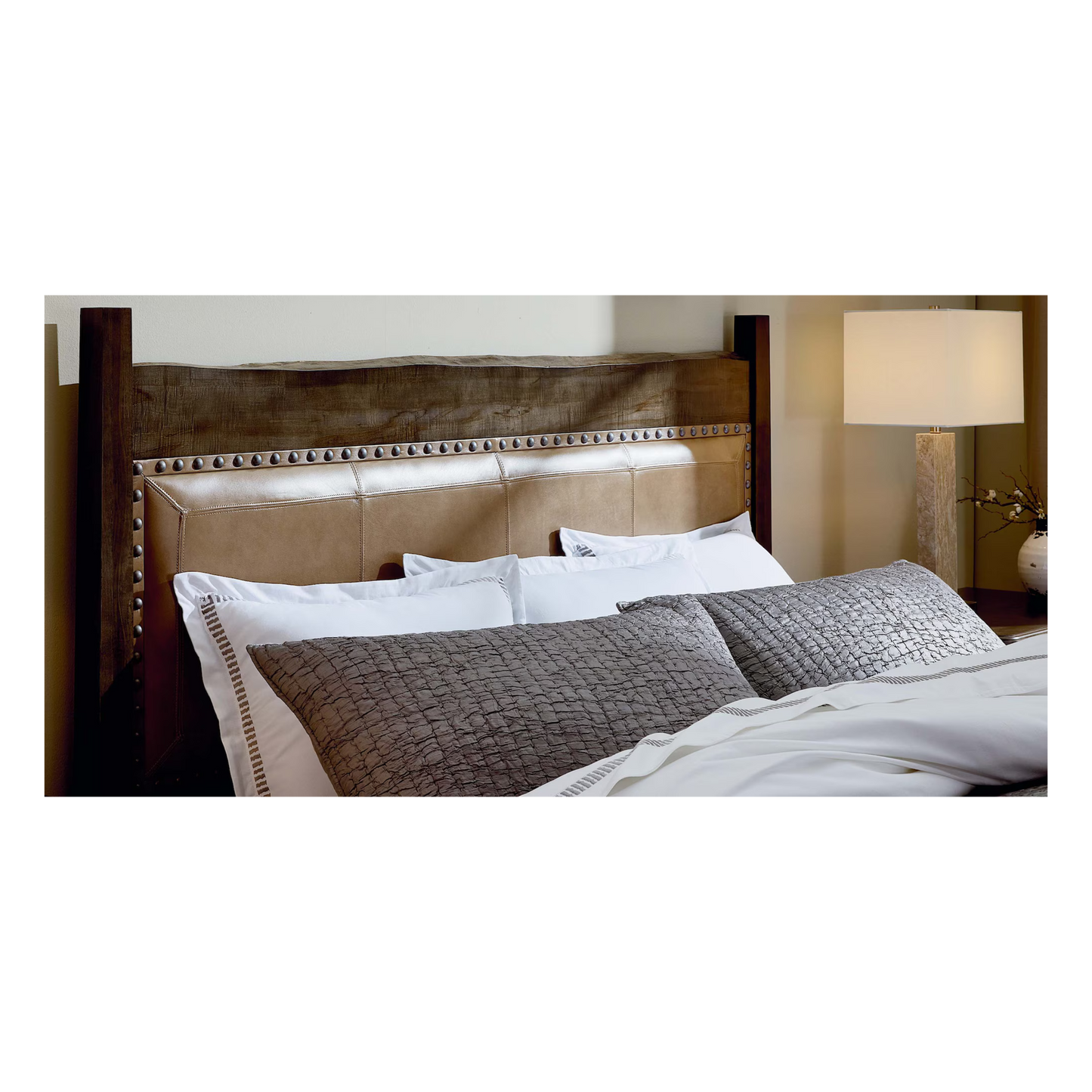 Benchmade Heritage Live Edge Leather Upholstered Headboard - Custom - Chapin Furniture