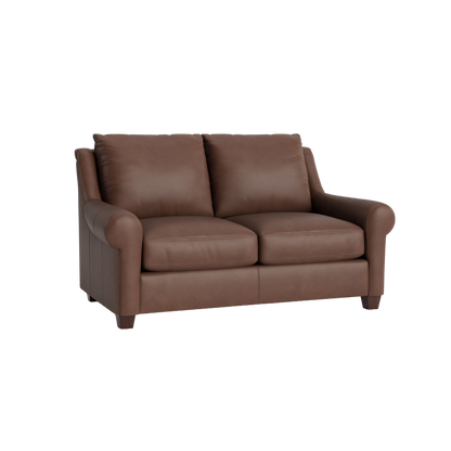 Ellery Leather Roll Arm Loveseat - Custom - Chapin Furniture