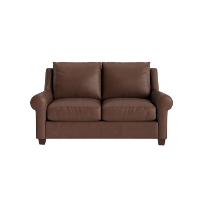 Ellery Leather Roll Arm Loveseat - Custom - Chapin Furniture