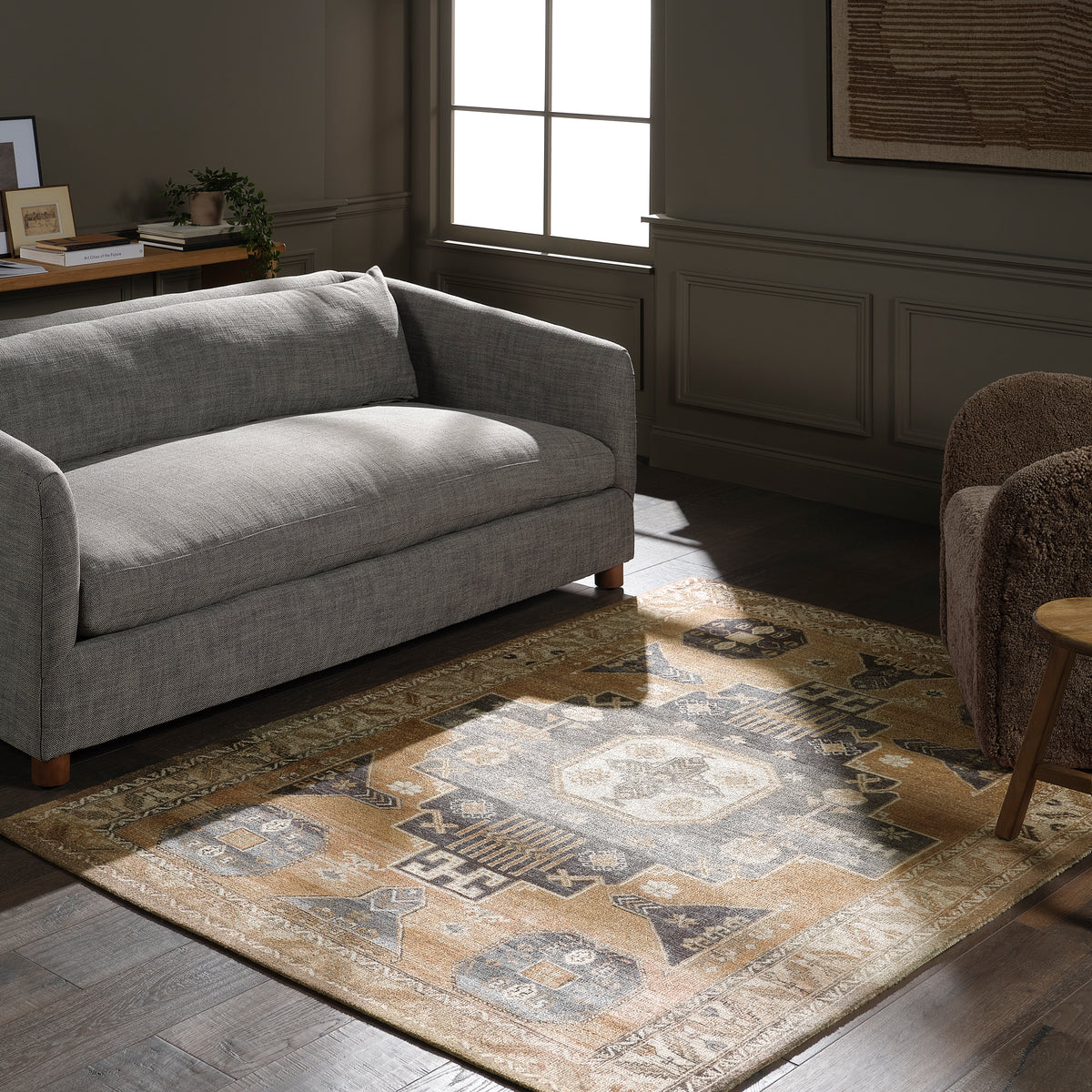 House Sprucing Amata Amorino AMT01 Tan/Navy Indoor/Outdoor Rug - Chapin Furniture