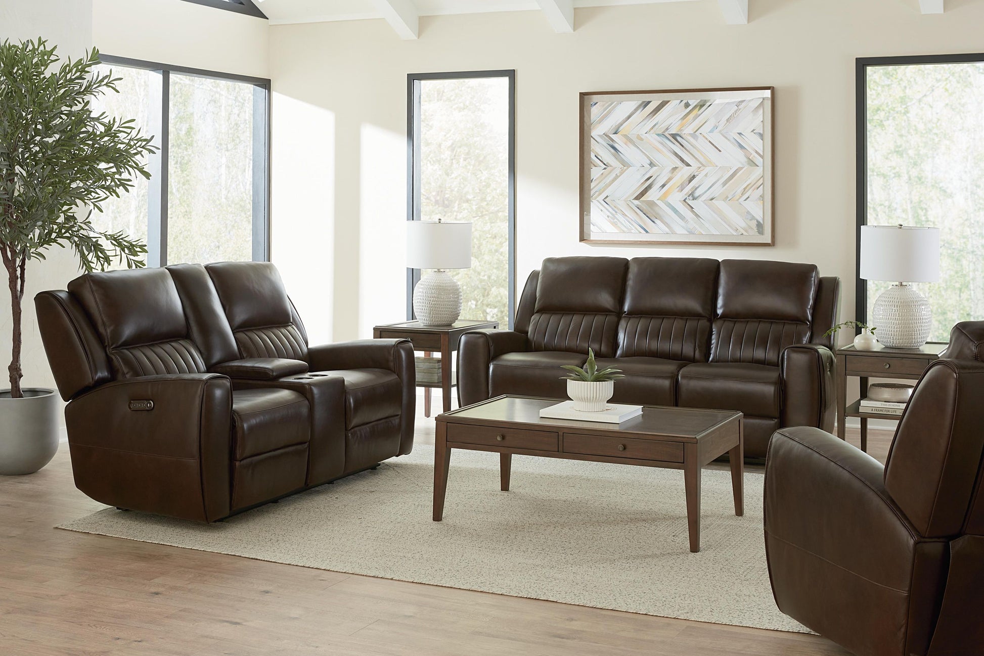 Bassett Club Level Aberdeen Power Motion Wallsaver Recliner in Walnut Leather - Chapin Furniture