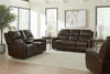 Bassett Club Level Aberdeen Power Motion Consoled Loveseat in Walnut Leather - Chapin Furniture