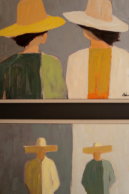 Set of 2 Framed Men and Women in Hats Paintings - Chapin Furniture