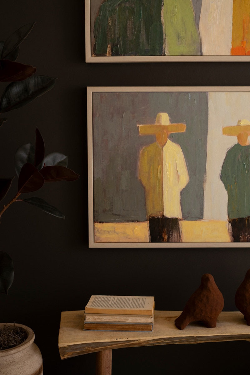 Set of 2 Framed Men and Women in Hats Paintings - Chapin Furniture