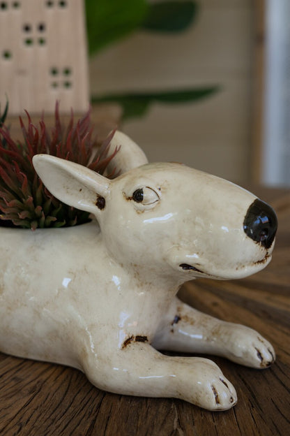 Ceramic Bull Terrier Planter - Chapin Furniture