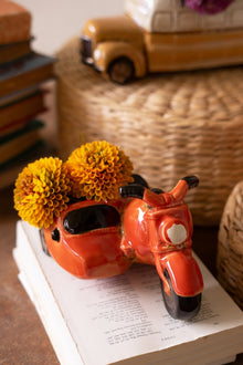 Ceramic Motorcycle with Sidecar Planter - Chapin Furniture