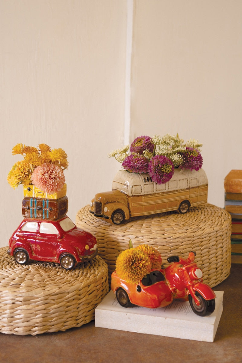 Ceramic Motorcycle with Sidecar Planter - Chapin Furniture