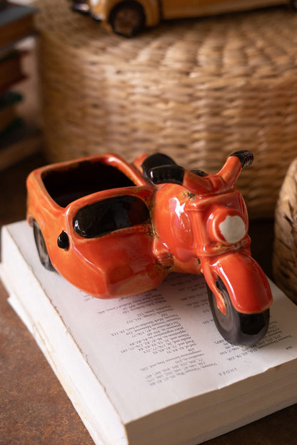 Ceramic Motorcycle with Sidecar Planter - Chapin Furniture