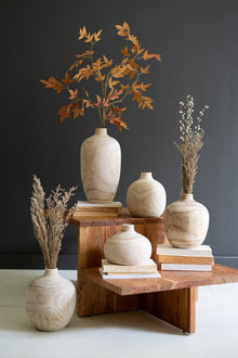 Set of 5 Carved Wooden Bulb Vases - Chapin Furniture
