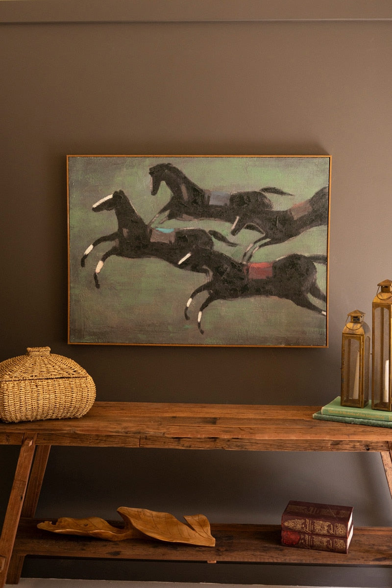 Framed Four Runaway Race Horses Painting - Chapin Furniture