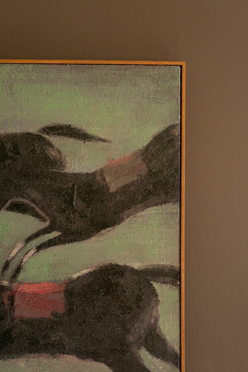 Framed Four Runaway Race Horses Painting - Chapin Furniture
