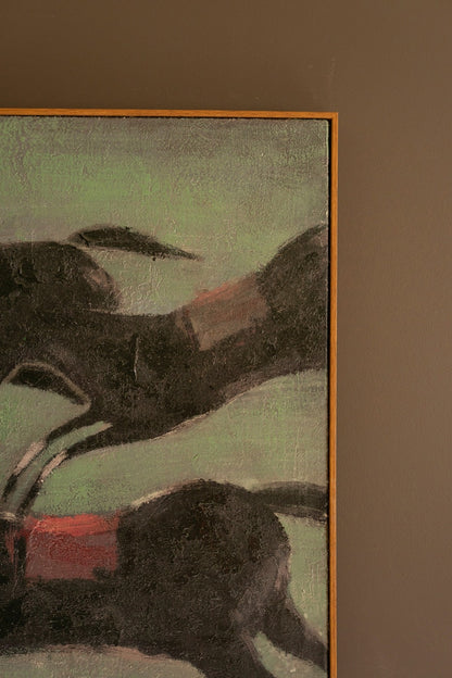 Framed Four Runaway Race Horses Painting - Chapin Furniture