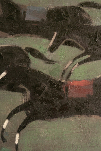 Framed Four Runaway Race Horses Painting - Chapin Furniture
