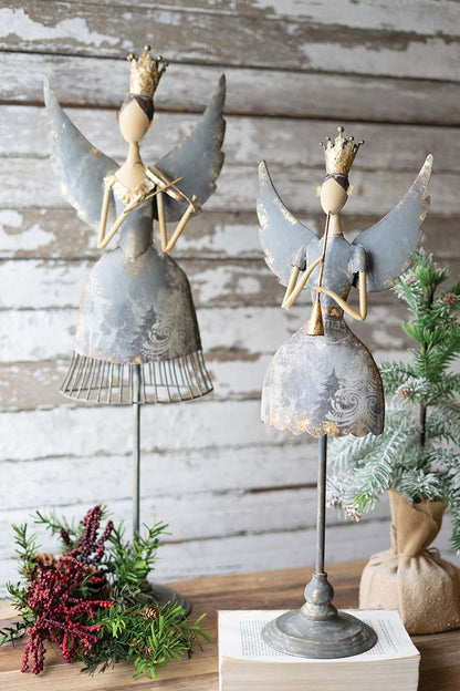 Set of 2 Metal Angels Playing Musical Instruments - Chapin Furniture