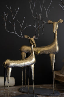 Set of 2 Antique Gold Metal Christmas Deer - Chapin Furniture