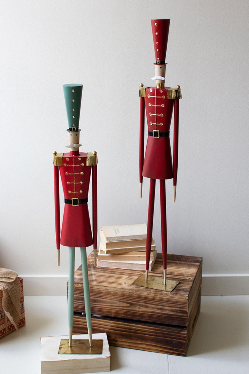 Set of 2 Painted Metal Christmas Soldiers - Chapin Furniture