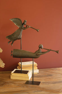 Set of 2 Rustic Metal Folk Art Angels - Chapin Furniture