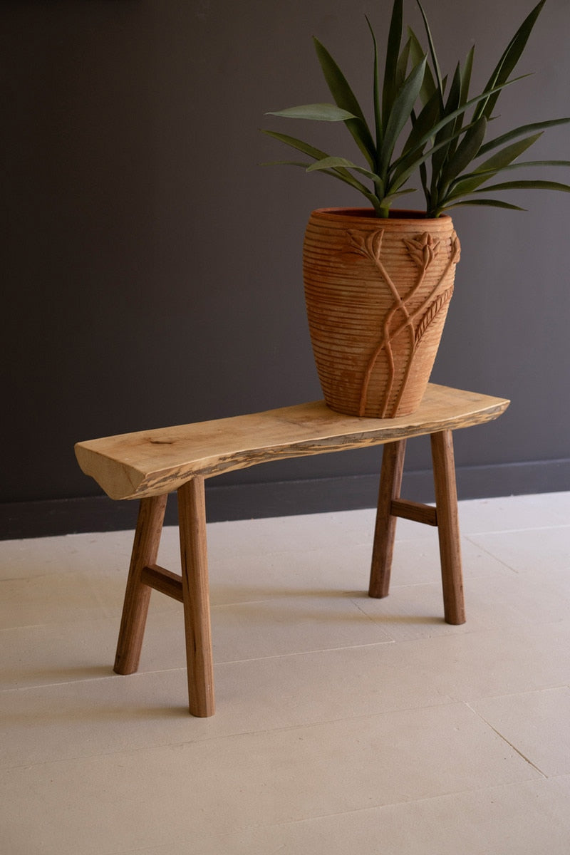 Rustic Willow Wood and Silk Tree Bench - Chapin Furniture