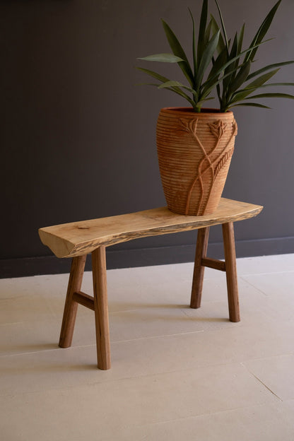 Rustic Willow Wood and Silk Tree Bench - Chapin Furniture