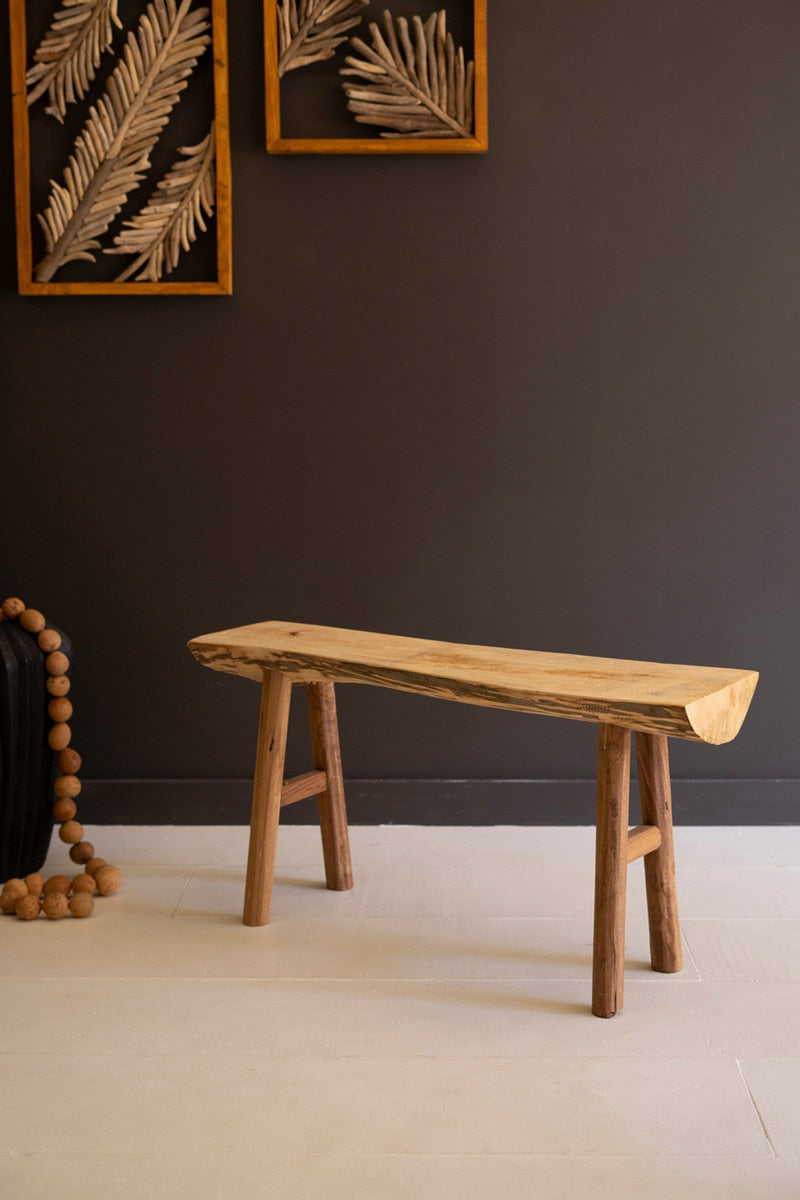 Rustic Willow Wood and Silk Tree Bench - Chapin Furniture